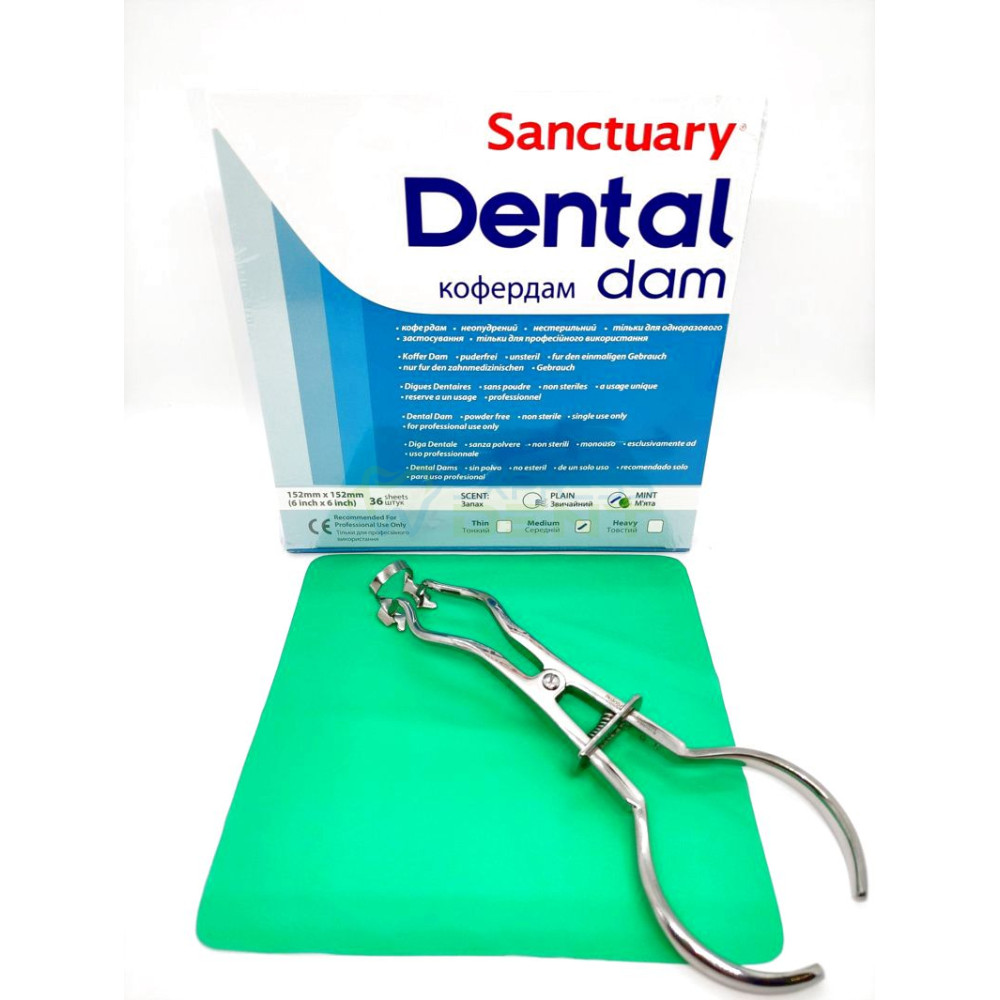 Раббердам хустки Sanctuary Dental Dam, зелені medium, 36шт. 