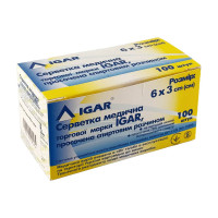 Серветки Igar спиртові 6*3см, 100шт.