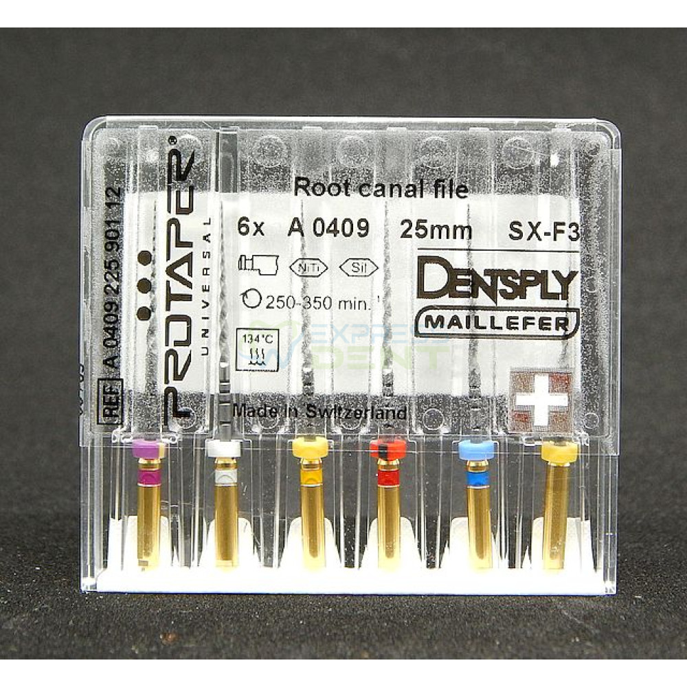 Протейпер Protaper Dentsply машинні асорті F1, F2, F3, S1, S2, SХ, 25мм, 6шт.