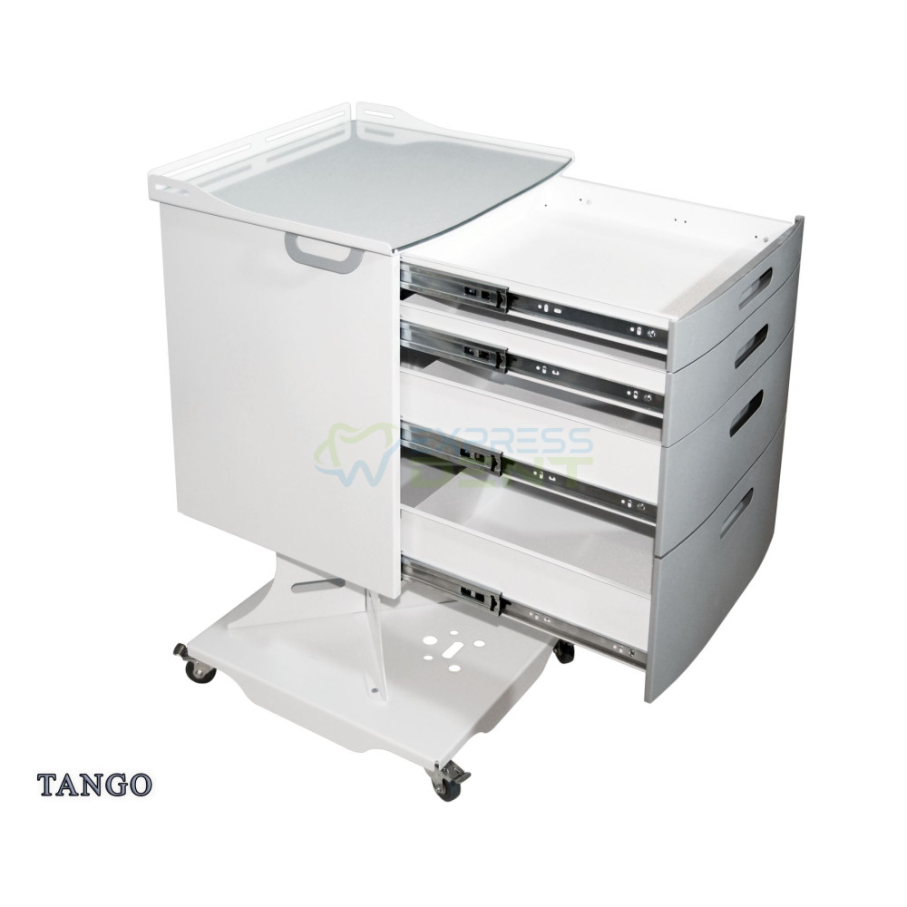 Стіл-тумба Tango 4 Танго, мобільна металева 4 висувні ящики білий фасад