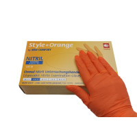 Рукавички Style, Нітрил M, orange, помаранчеві, 100шт.