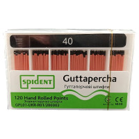 Булавка гуттаперчевая Spident No40, 02, 120шт. 