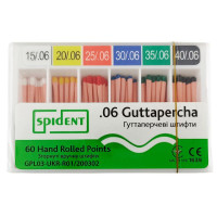 Гутаперчевий штифт Spident №15-40, 06, 60шт. - АКЦІЯ - 150грн.