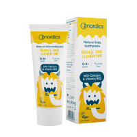 Нордікс зубна паста дитяча Nordics Kids Orange + Clementine, від 0 до 4+ років, 50мл (без фтору)