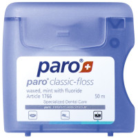 Зубна нитка (флос) Paro Classic Flos, вощена, з м'ятою та фторидом, 50м 