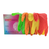 Рукавички MEDIOK, Нітрил XS, rainbow тутті-фрутті, 100шт. (5 кол. - черв., рож. помар., жовт., зел.)