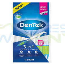 Дентек Interdental cleanes міжзубні флос-зубочистки 3 в 1, з покращеним фторидним покриттям, 16шт 