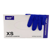 Рукавички SEF, Нітрил XS, темний фіолет, 200 шт. 