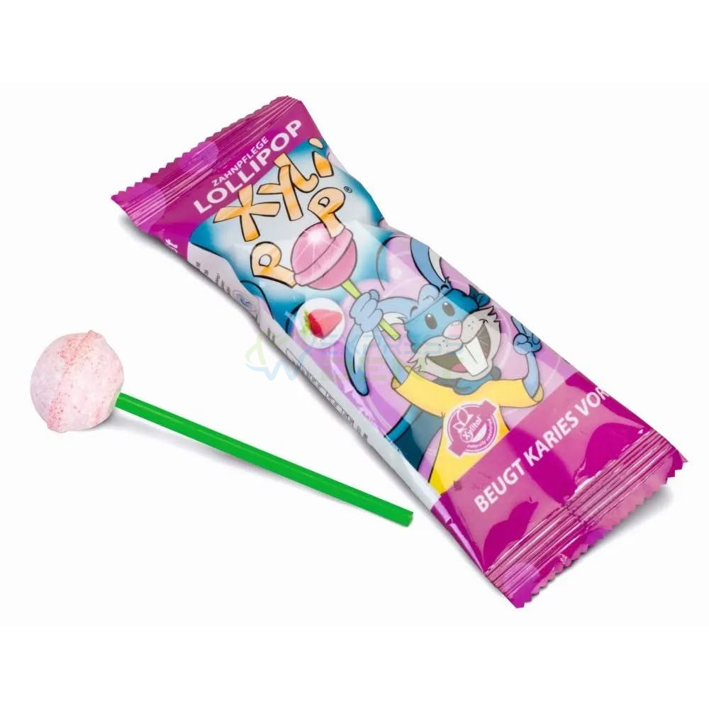 Льодяники на паличці з 100% ксилітолом Xylipop, полуниця, 1шт.