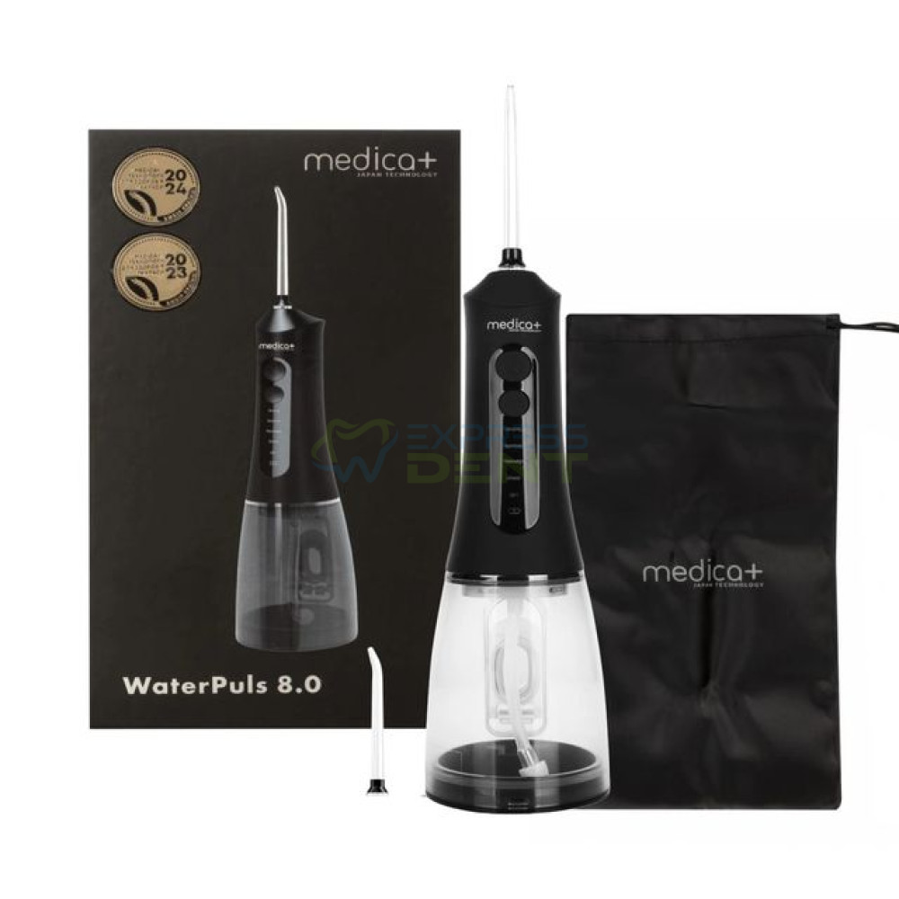 Іригатор ротової порожнини Medica+ WaterPlus 8.0 портативний, 250мл, 2 насадки, чорний